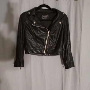 Guess Cropped Faux-Leather Jacket XS